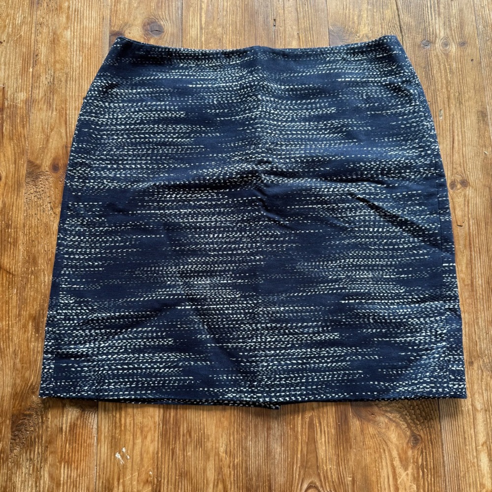 Jones New York Signature Navy Blue White Textured Minimalist Pencil Skirt 6P EUC